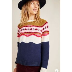 Anthropologie Camellia Fair Isle Sweater